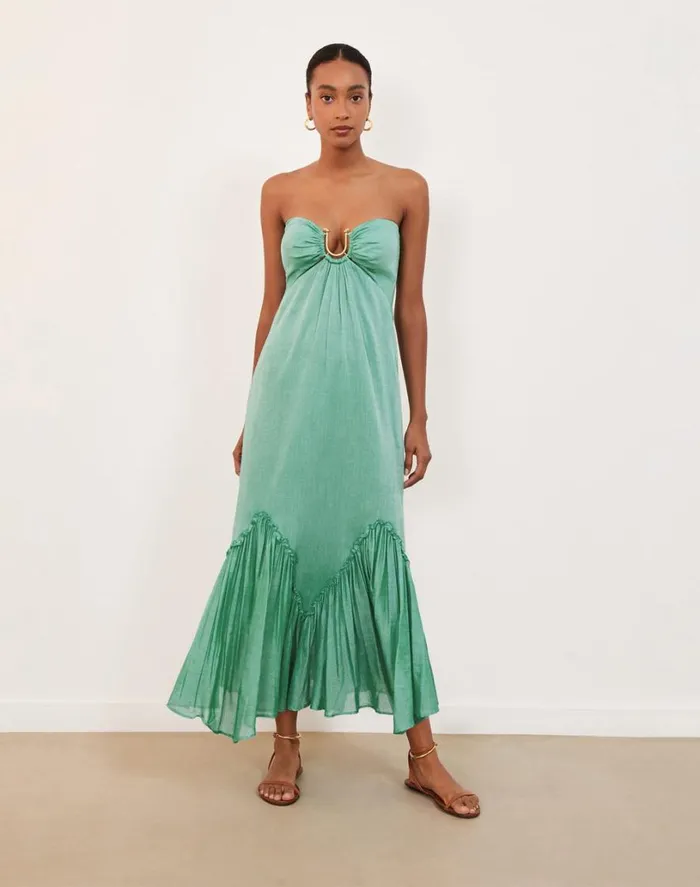 Dresses Women ViX Paula Hermanny Harper Detail Long Dress 8211 Seagreen