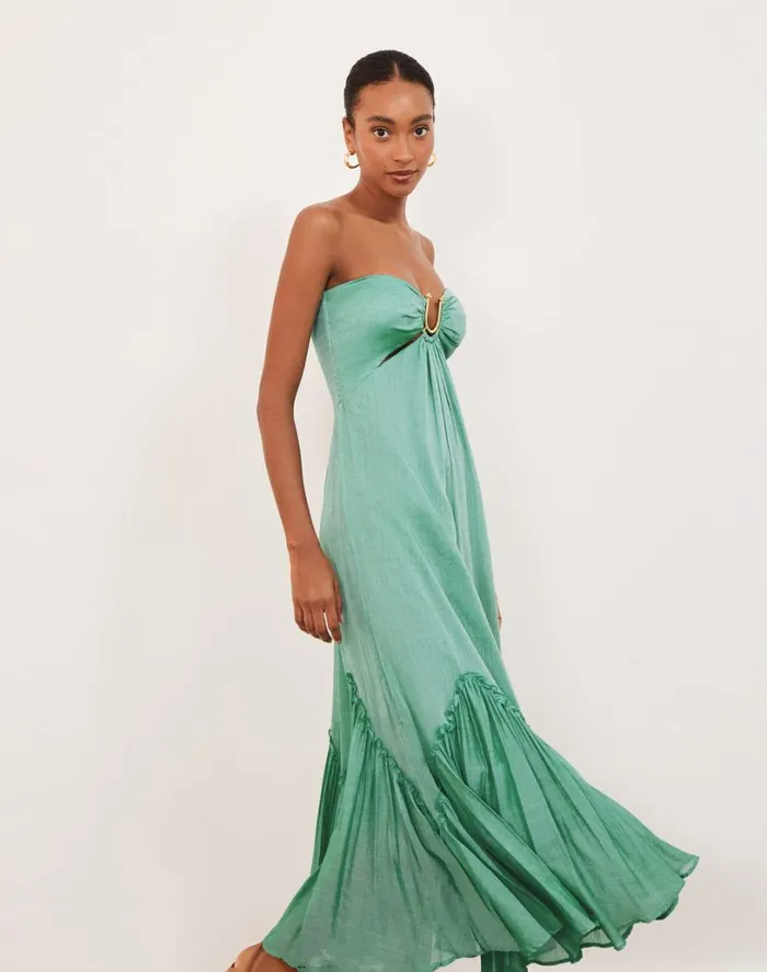 Dresses Women ViX Paula Hermanny Harper Detail Long Dress 8211 Seagreen
