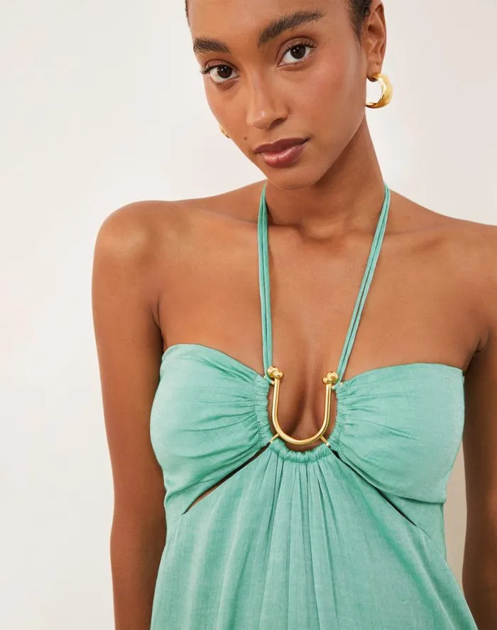 Dresses Women ViX Paula Hermanny Harper Detail Long Dress 8211 Seagreen