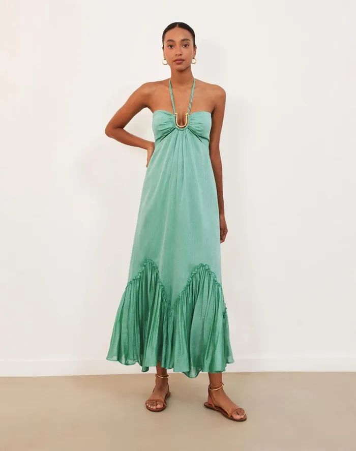 Dresses Women ViX Paula Hermanny Harper Detail Long Dress 8211 Seagreen