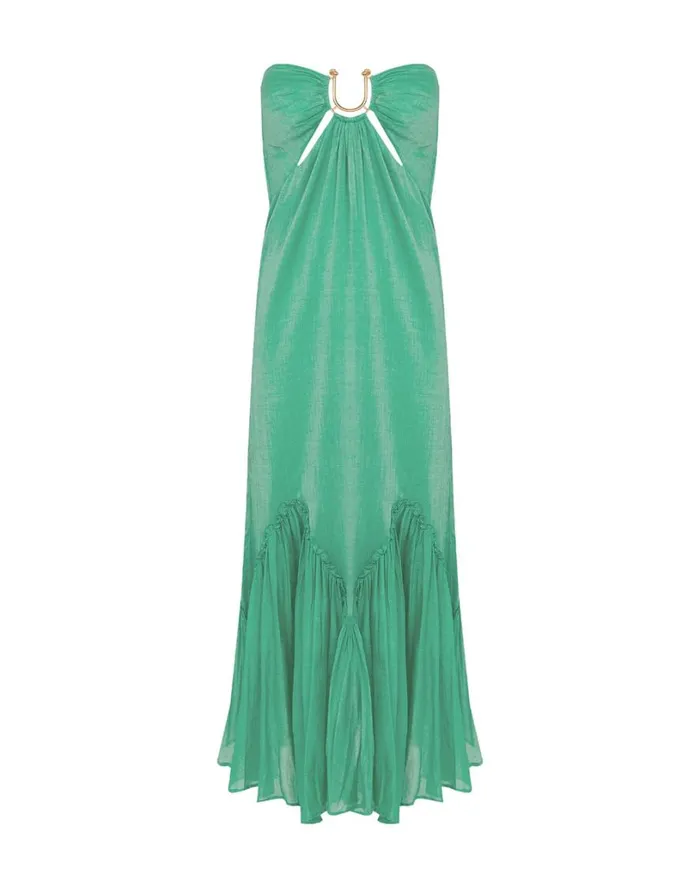 Dresses Women ViX Paula Hermanny Harper Detail Long Dress 8211 Seagreen