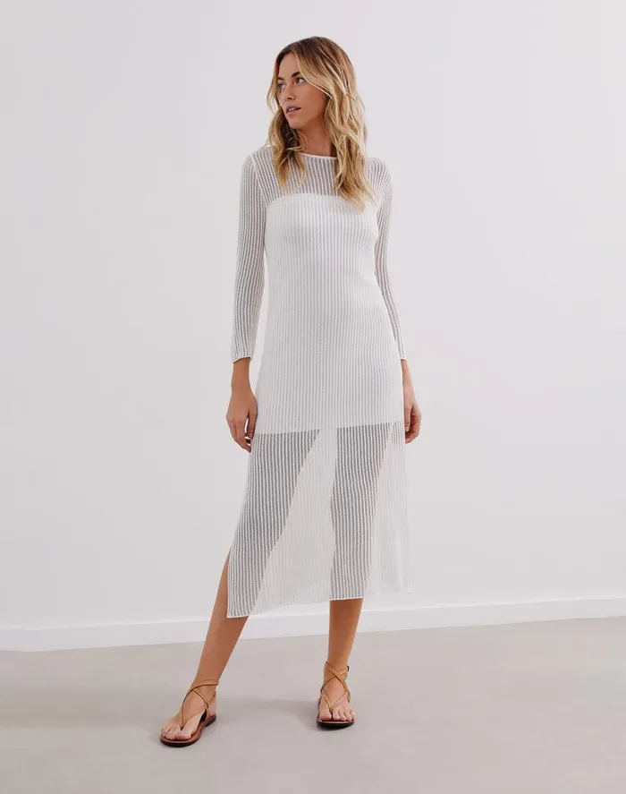Dresses Women ViX Paula Hermanny Knit Telma Midi Dress 8211 Off White