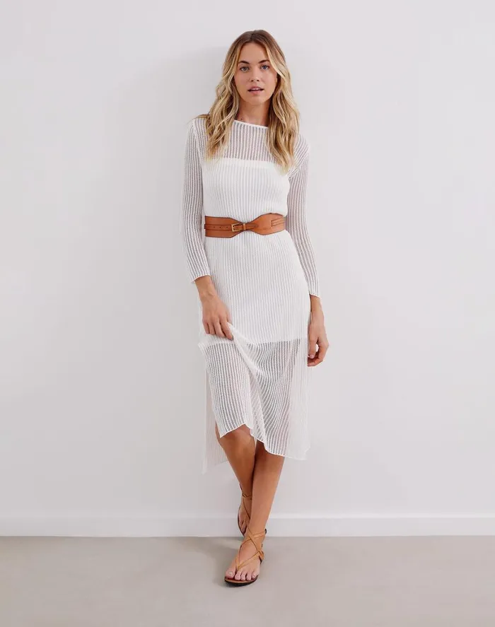 Dresses Women ViX Paula Hermanny Knit Telma Midi Dress 8211 Off White