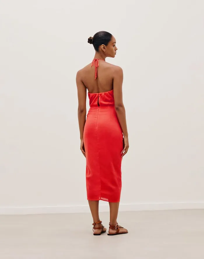Dresses Women ViX Paula Hermanny Luna Detail Midi Dress 8211 Tomato