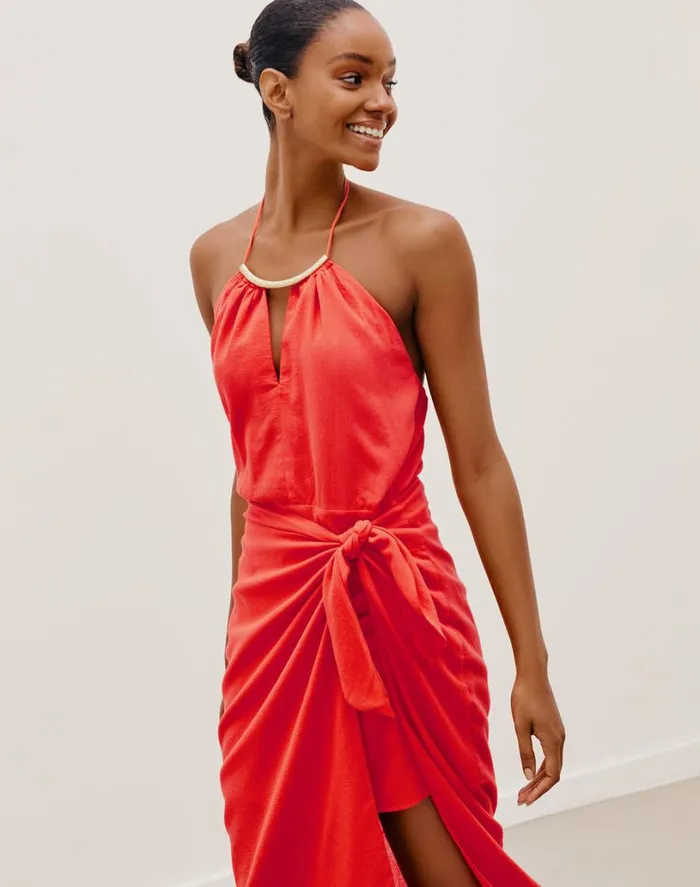 Dresses Women ViX Paula Hermanny Luna Detail Midi Dress 8211 Tomato