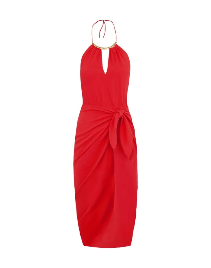 Dresses Women ViX Paula Hermanny Luna Detail Midi Dress 8211 Tomato
