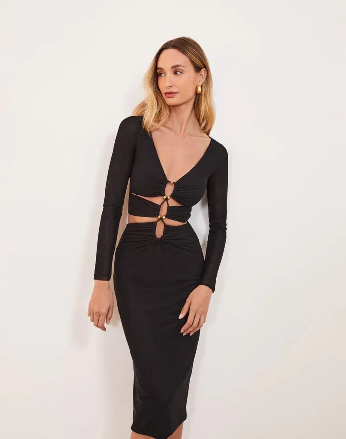 Dresses Women ViX Paula Hermanny Luna Midi Dress 8211 Black