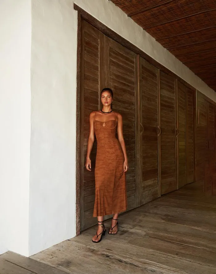 Dresses Women ViX Paula Hermanny Sheer Maya Long Dress 8211 Gingko