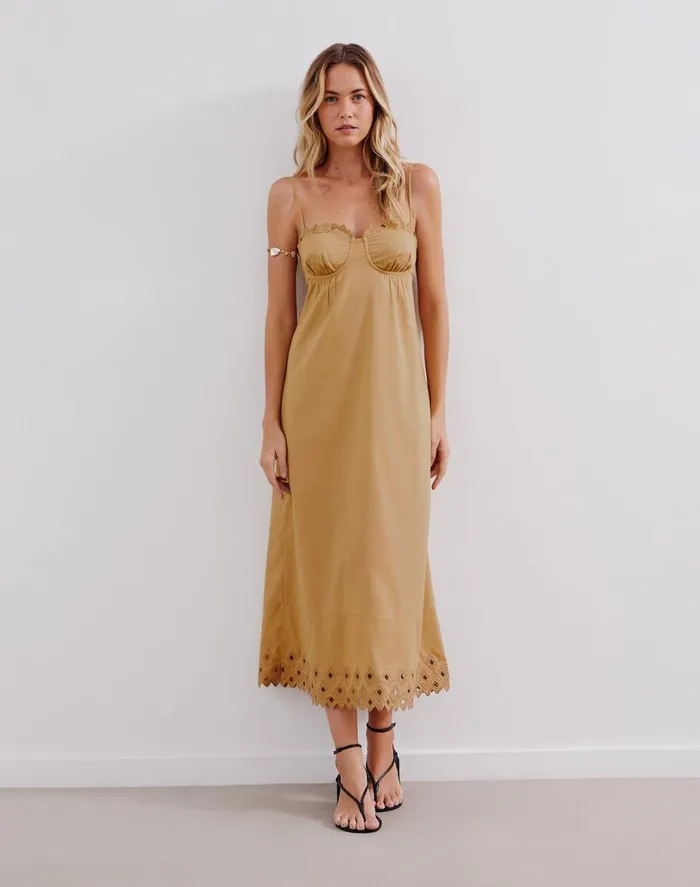 Dresses Women ViX Paula Hermanny Tess Long Dress 8211 Walnut