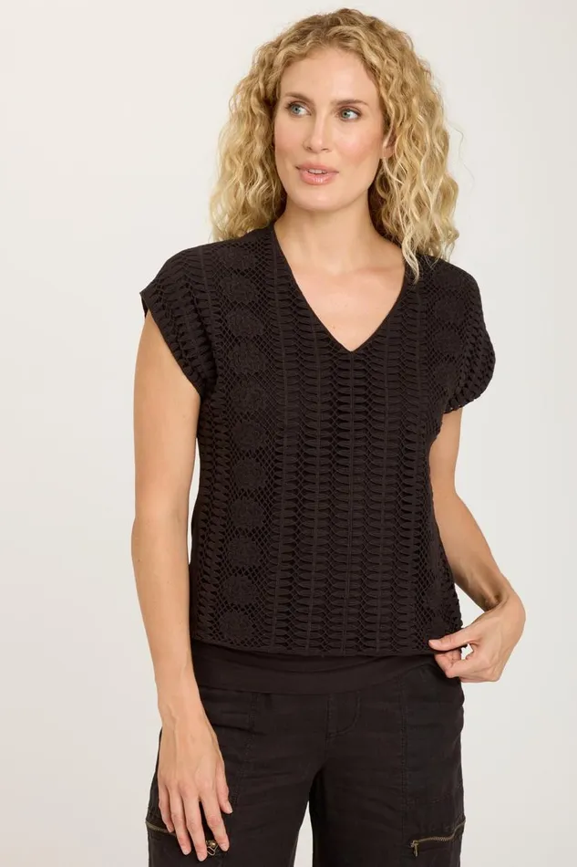 Eaves Top Black Clothing XCVI ShirtsBlouses