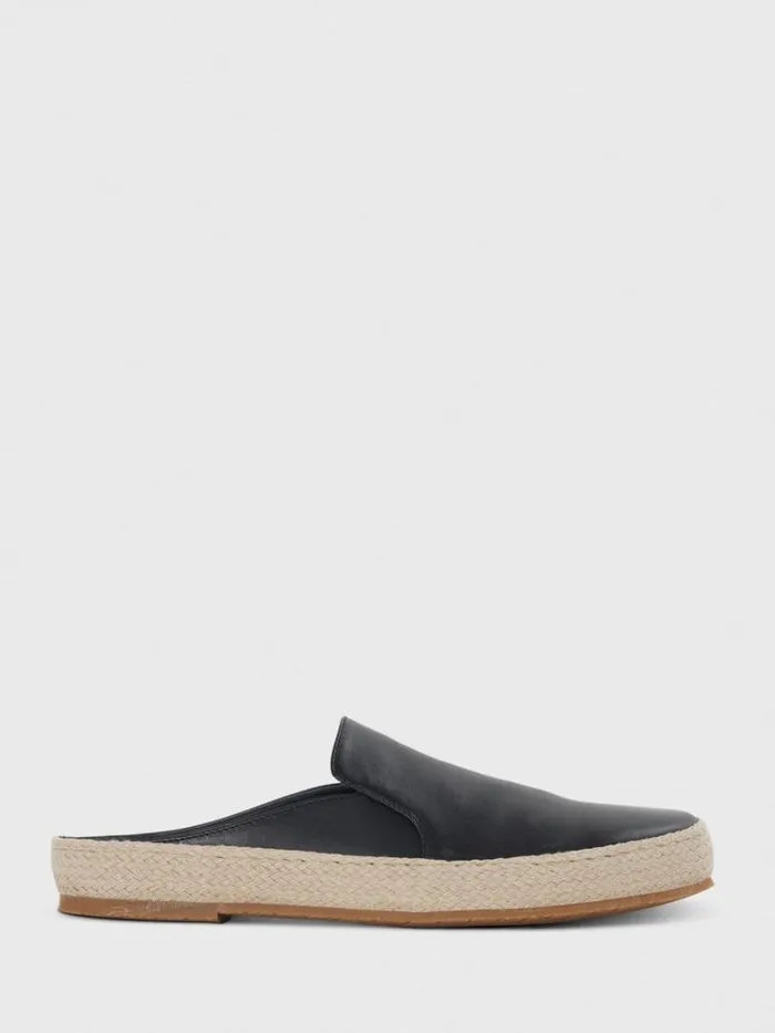 Espadrilles Mens Paul Stuart Caribe Leather Espadrille Slide Black