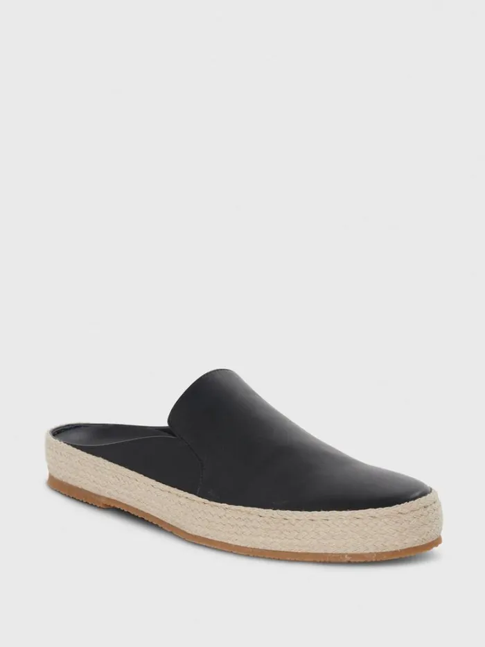 Espadrilles Mens Paul Stuart Caribe Leather Espadrille Slide Black