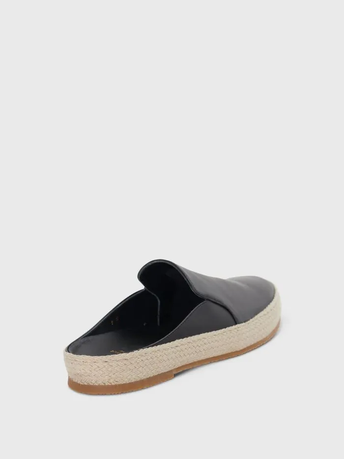 Espadrilles Mens Paul Stuart Caribe Leather Espadrille Slide Black