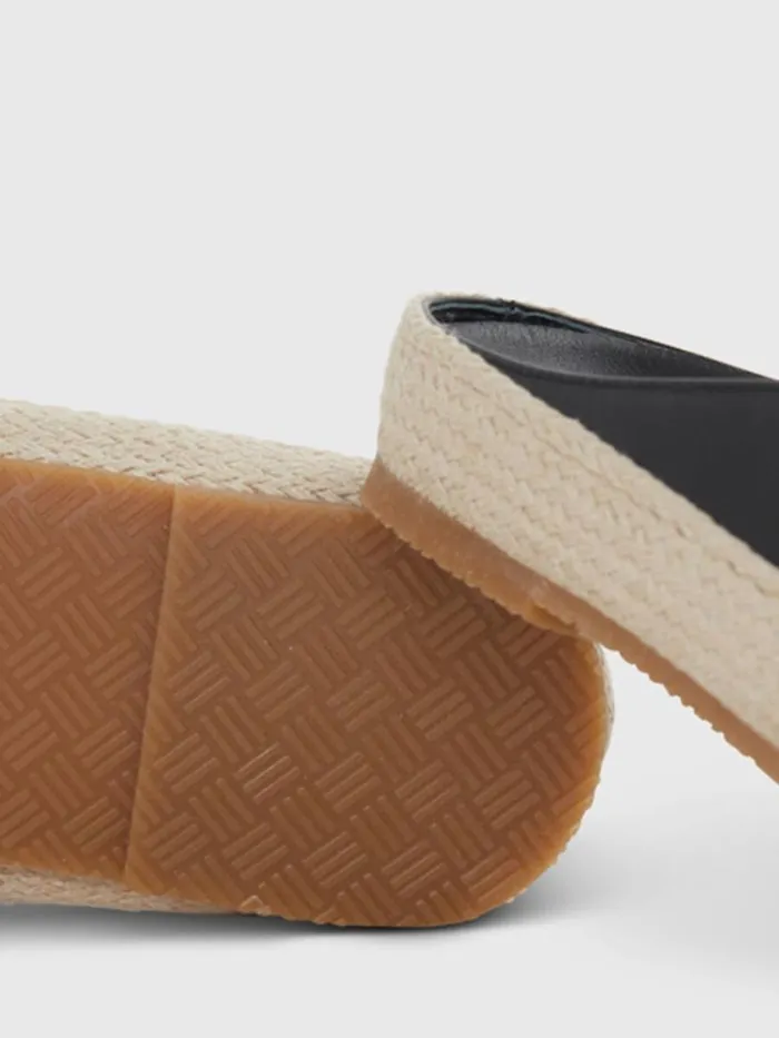 Espadrilles Mens Paul Stuart Caribe Leather Espadrille Slide Black
