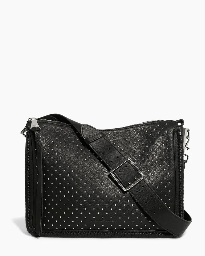 Famous Large Crossbody Black With Shiny Silver Studs Women Aimee Kestenberg Crossbody Bags