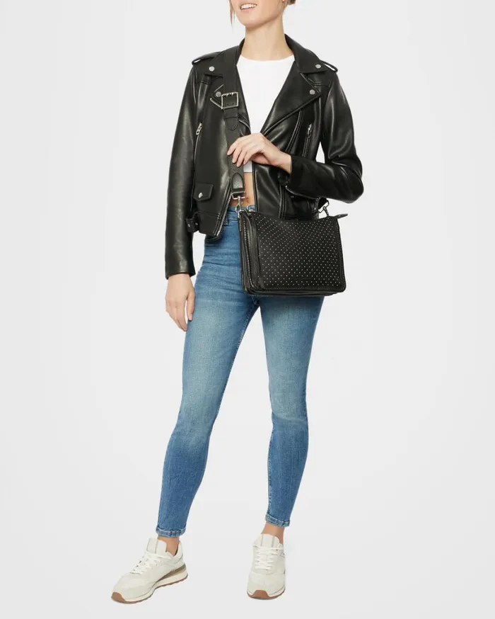 Famous Large Crossbody Black With Shiny Silver Studs Women Aimee Kestenberg Crossbody Bags
