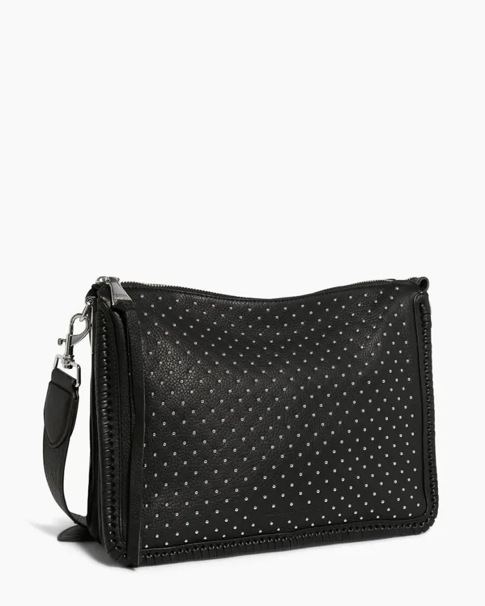Famous Large Crossbody Black With Shiny Silver Studs Women Aimee Kestenberg Crossbody Bags