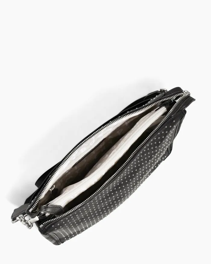 Famous Large Crossbody Black With Shiny Silver Studs Women Aimee Kestenberg Crossbody Bags
