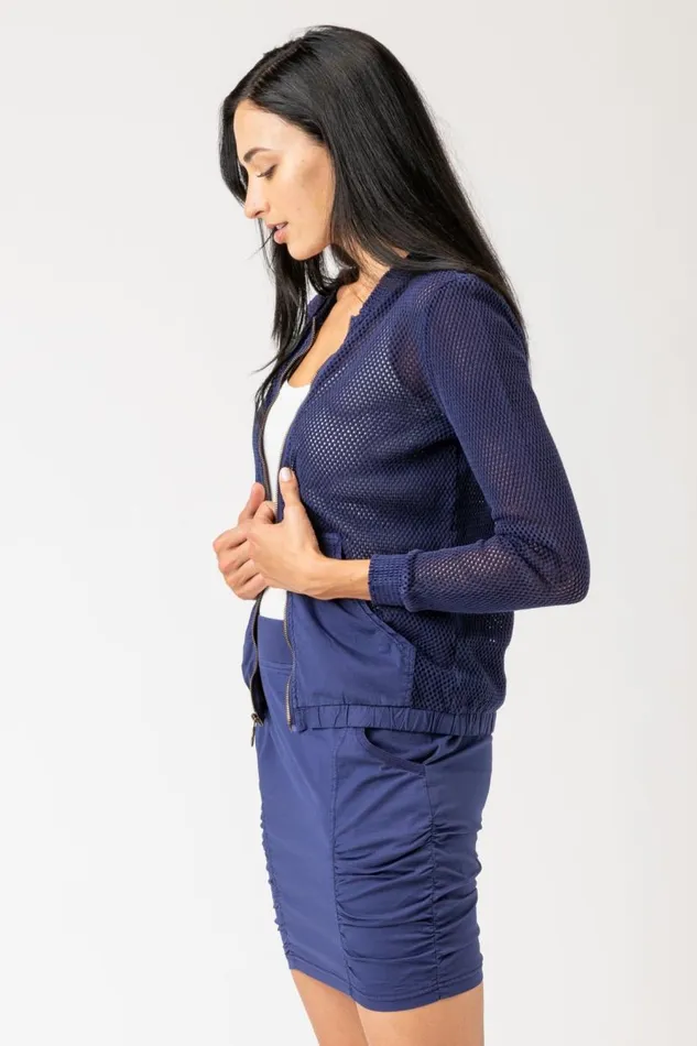Flannery Bomber Hague Blue Pigment Clothing XCVI Jackets