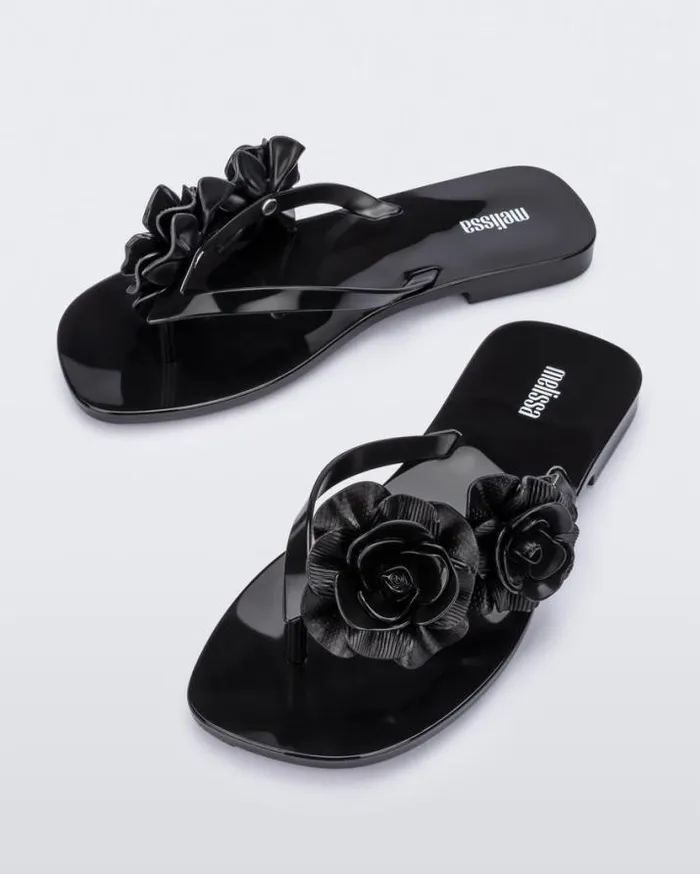 Flip Flops Women Melissa Harmomic Squared Garden Black