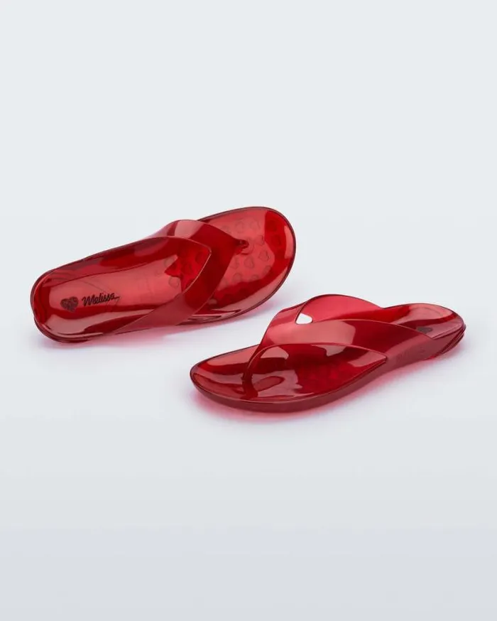 Flip Flops Women Melissa Real Jelly Flip Flop Clear Red
