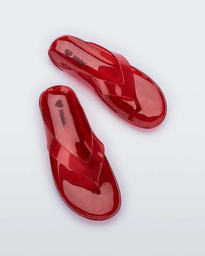 Flip Flops Women Melissa Real Jelly Flip Flop Clear Red