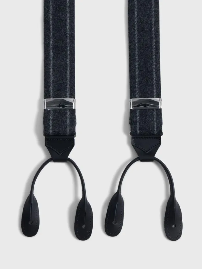 Formal Shop Mens Paul Stuart English Flannel Chalk Stripe Braces Charcoal Formal Shop Mens Paul Stuart English Flannel Chalk Stripe Braces Charcoal