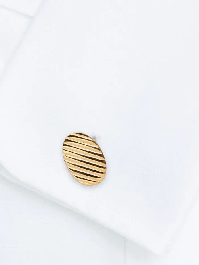 Formal Shop Mens Paul Stuart Gold Vermeil Oval Ribbed Cufflinks Gold