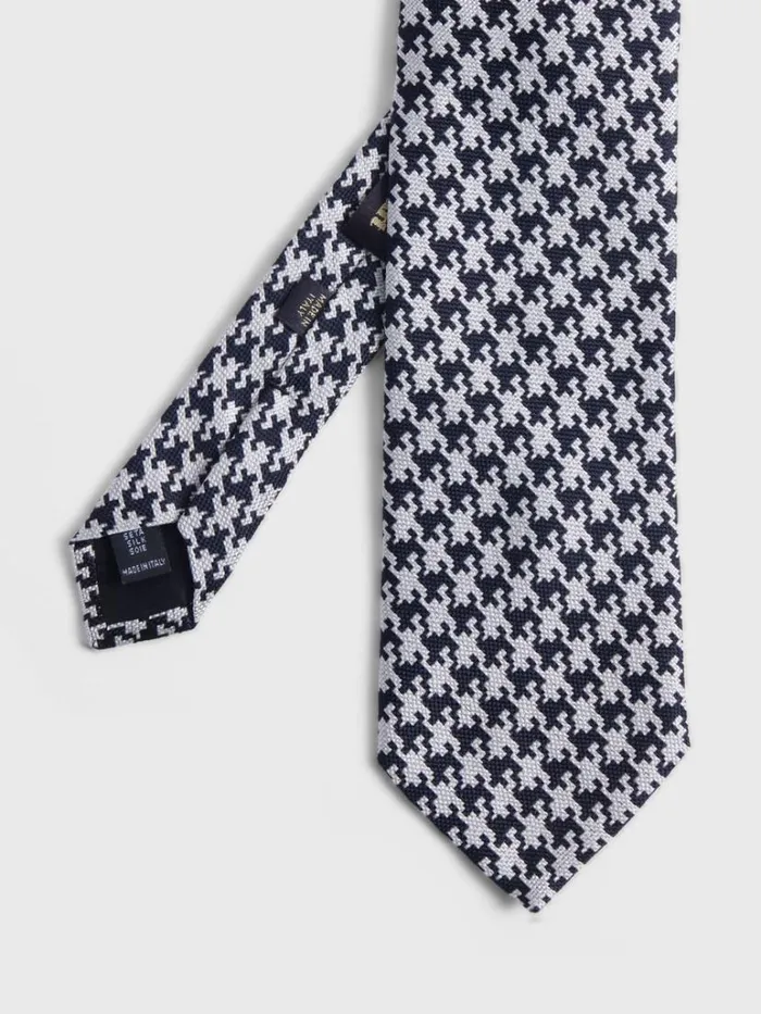 Formal Shop Mens Paul Stuart Silk Jacquard Houndstooth Tie Black