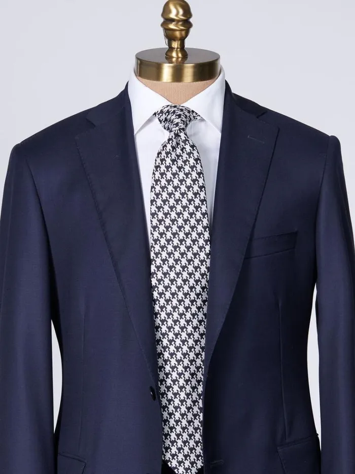 Formal Shop Mens Paul Stuart Silk Jacquard Houndstooth Tie Black