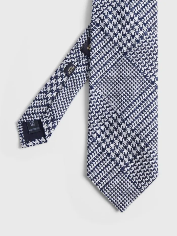 Formal Shop Mens Paul Stuart Silk Jacquard Plaid Tie Blue