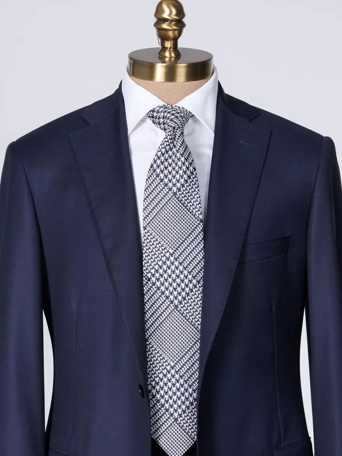 Formal Shop Mens Paul Stuart Silk Jacquard Plaid Tie Blue