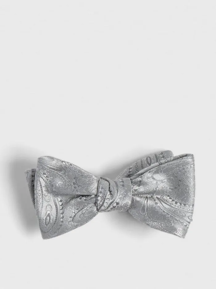 Formal Shop Mens Paul Stuart Silk Paisley Jacquard Bow Tie Black