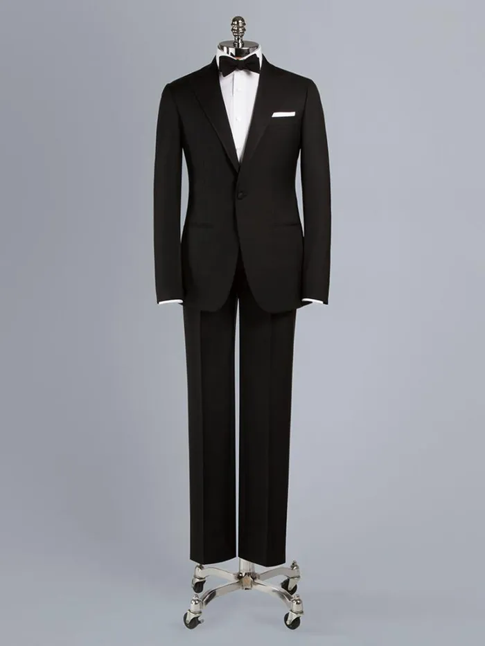 Formal Shop Mens Paul Stuart Super 110s Wool Peak Lapel Tuxedo Black