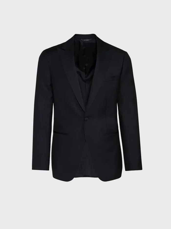 Formal Shop Mens Paul Stuart Super 110s Wool Peak Lapel Tuxedo Black