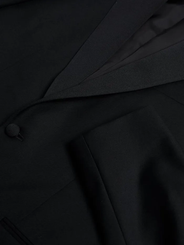 Formal Shop Mens Paul Stuart Super 110s Wool Peak Lapel Tuxedo Black