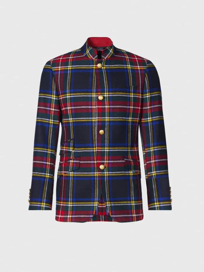 Formal Shop Mens Paul Stuart Wool Plaid Dinner Jacket Greenmulti