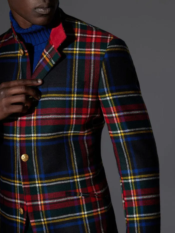 Formal Shop Mens Paul Stuart Wool Plaid Dinner Jacket Greenmulti