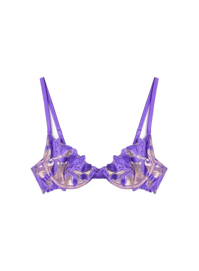 Fuller Cup Bras Lingerie Fleur Du Mal Lily Embroidery Plunge Demi Bra Pansy
