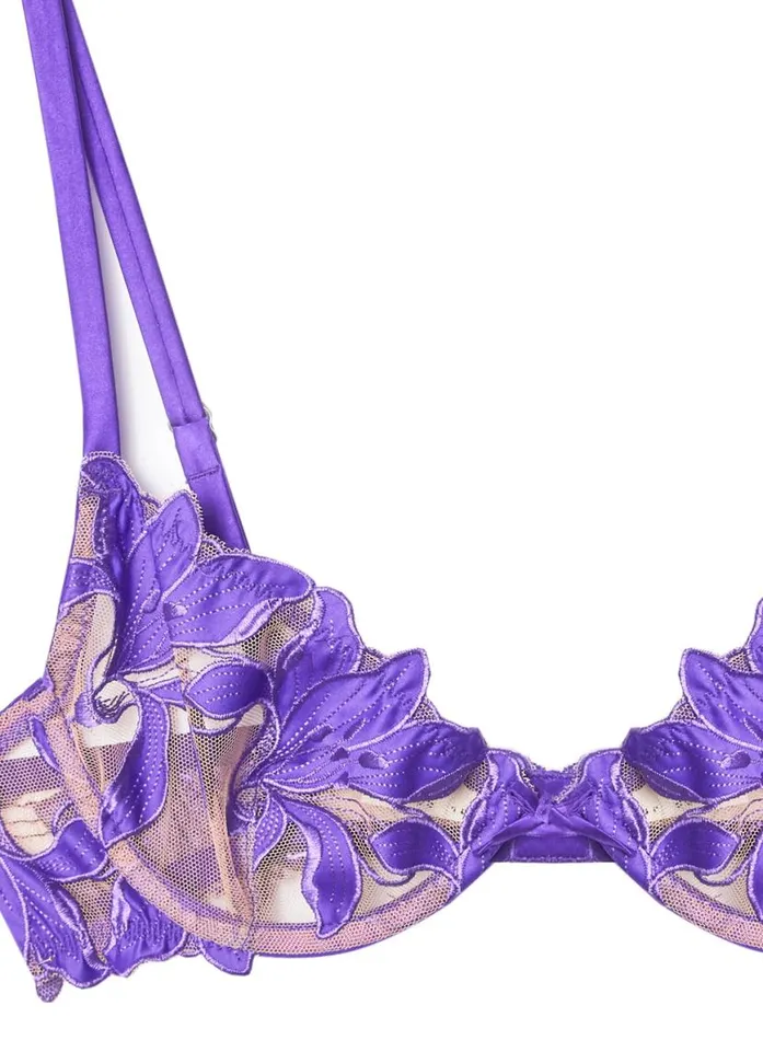 Fuller Cup Bras Lingerie Fleur Du Mal Lily Embroidery Plunge Demi Bra Pansy