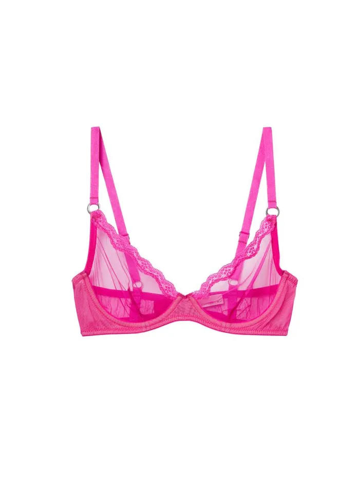 Fuller Cup Bras Lingerie Fleur Du Mal Sheer Tulle Demi Bra Wild Pink