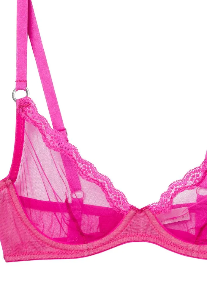 Fuller Cup Bras Lingerie Fleur Du Mal Sheer Tulle Demi Bra Wild Pink