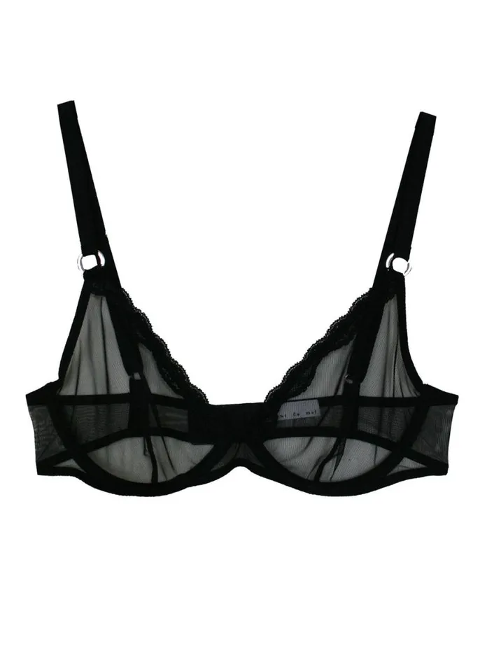 Fuller Cup Bras PleasureLingerie Fleur Du Mal Sheer Tulle Demi Bra Black