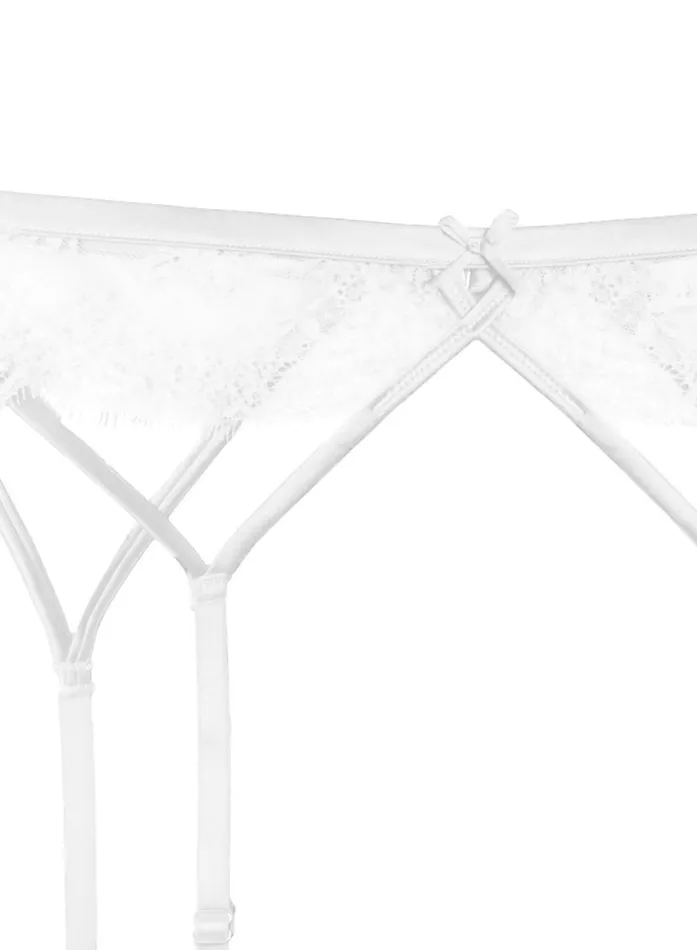 Garters and Belts LingerieClothing Fleur Du Mal Frankie Lace Strappy Garter Belt Ivory