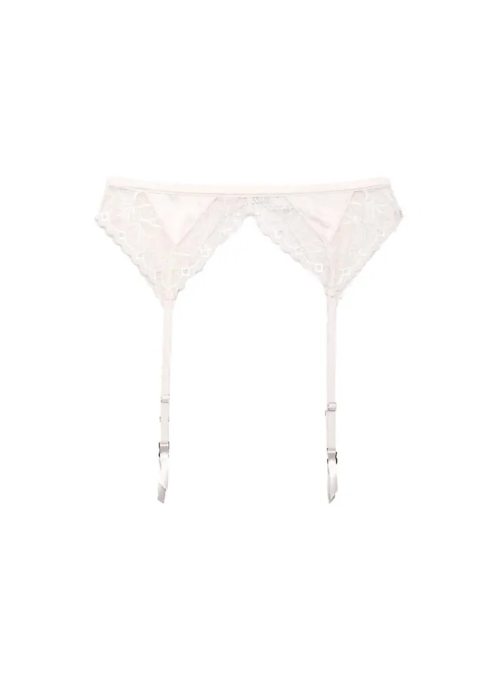 Garters and Belts LingerieClothing Fleur Du Mal Gardenia Lace Garter Belt Creme