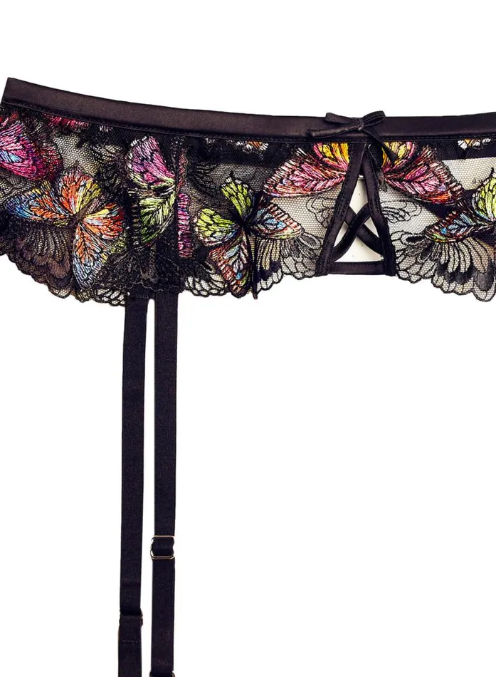 Garters and Belts Lingerie Fleur Du Mal Butterfly Garter Belt Black