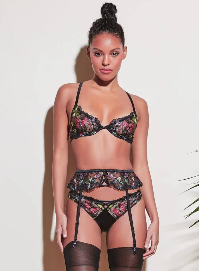 Garters and Belts Lingerie Fleur Du Mal Butterfly Garter Belt Black