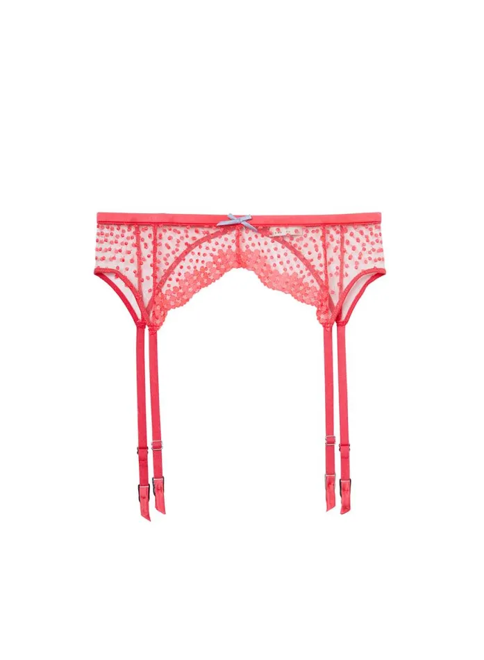 Garters and Belts Lingerie Fleur Du Mal Dotty Garter Belt Pop Pink