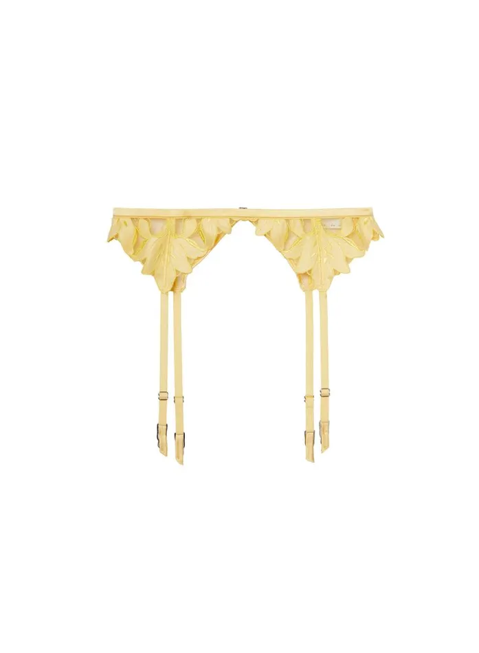 Garters and Belts Lingerie Fleur Du Mal Lily Embroidery Garter Belt Daffodil
