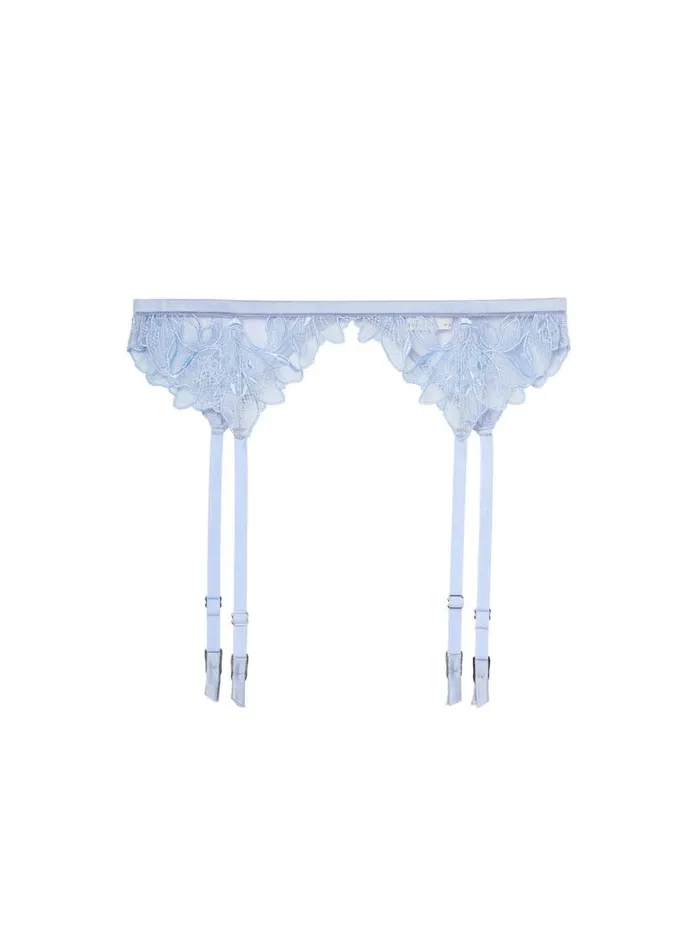 Garters and Belts Lingerie Fleur Du Mal Lily Embroidery Garter Belt Pastel Sky